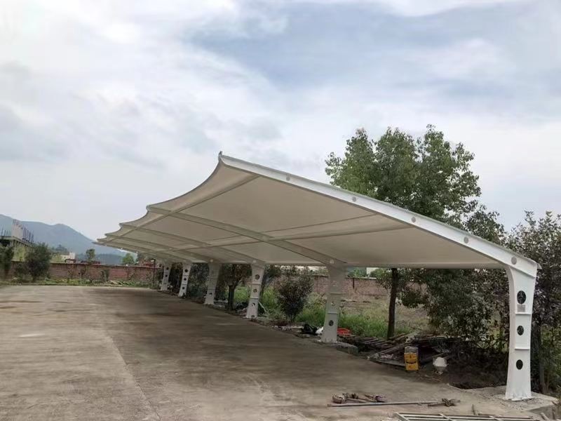 余杭区小区改造停车棚工程,膜结构非机动车棚定制厂家-2